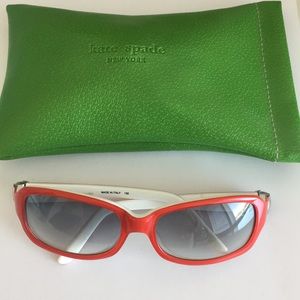 RARE Red and White Kate Spade sunglasses w/ case